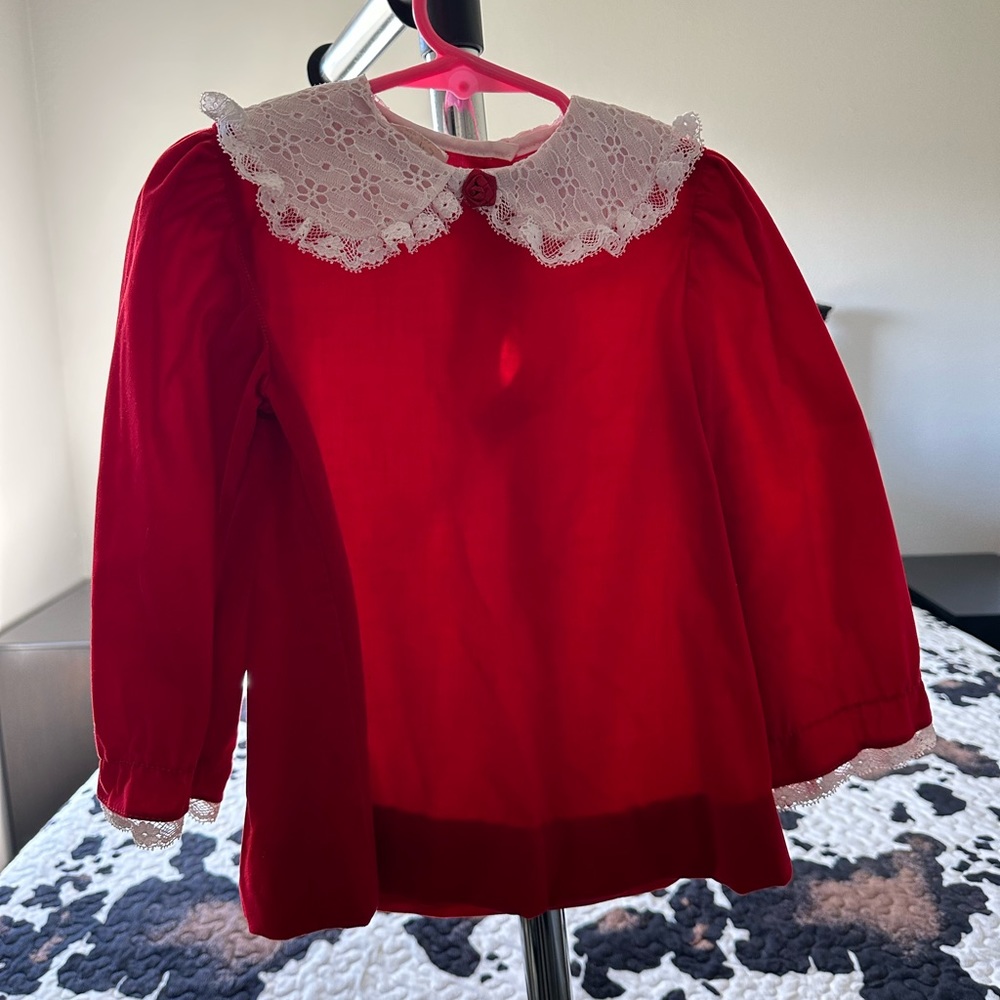 Vintage, Red, Montgomery Ward, Holiday Blouse